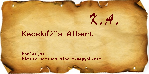 Kecskés Albert névjegykártya
